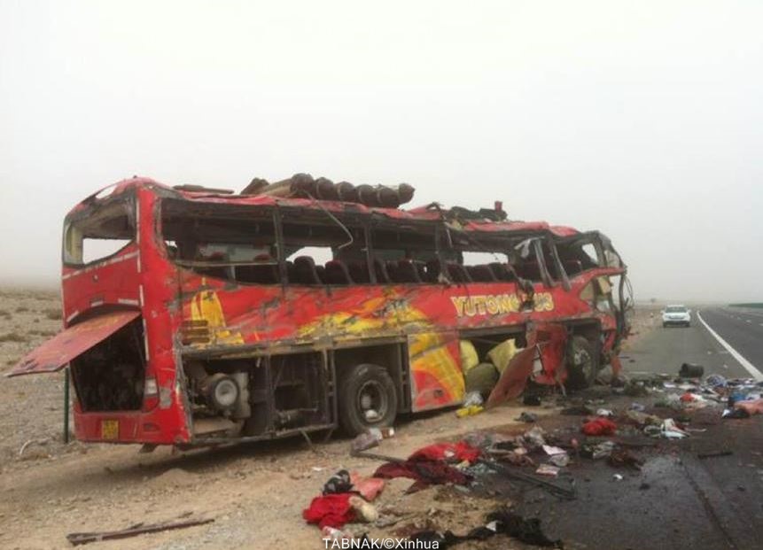صحنه تصادف مرگبار اتوبوس در چین