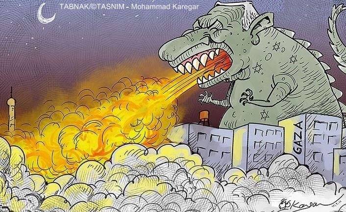 کارتون : گودزیلا علیه غزه !‎