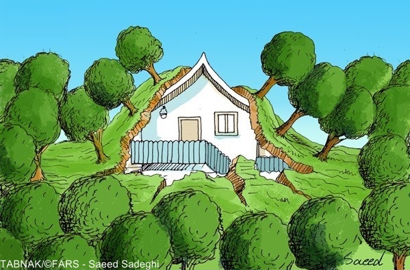 کارتون : رویش ویلا بجای درخت در گلدشت!