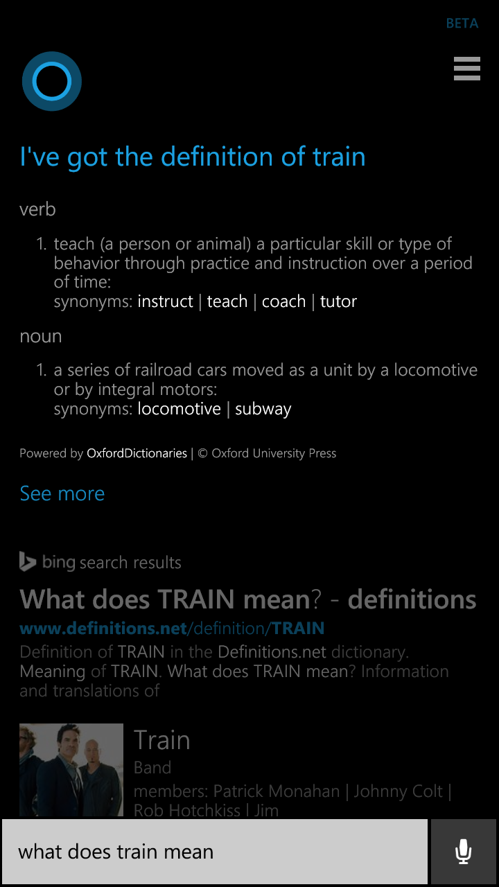 معنی این واژه را نمیدانید؟ از Cortana بپرسید! (ویندوز فون)