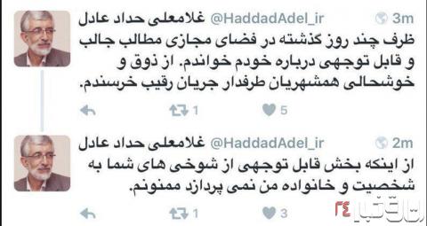 واکنش توئیتری حداد عادل به حواشی انتخاباتی