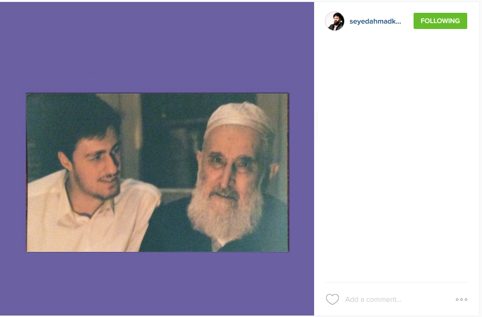 تصویری از سید حسن خمینی کنار پدربزرگ