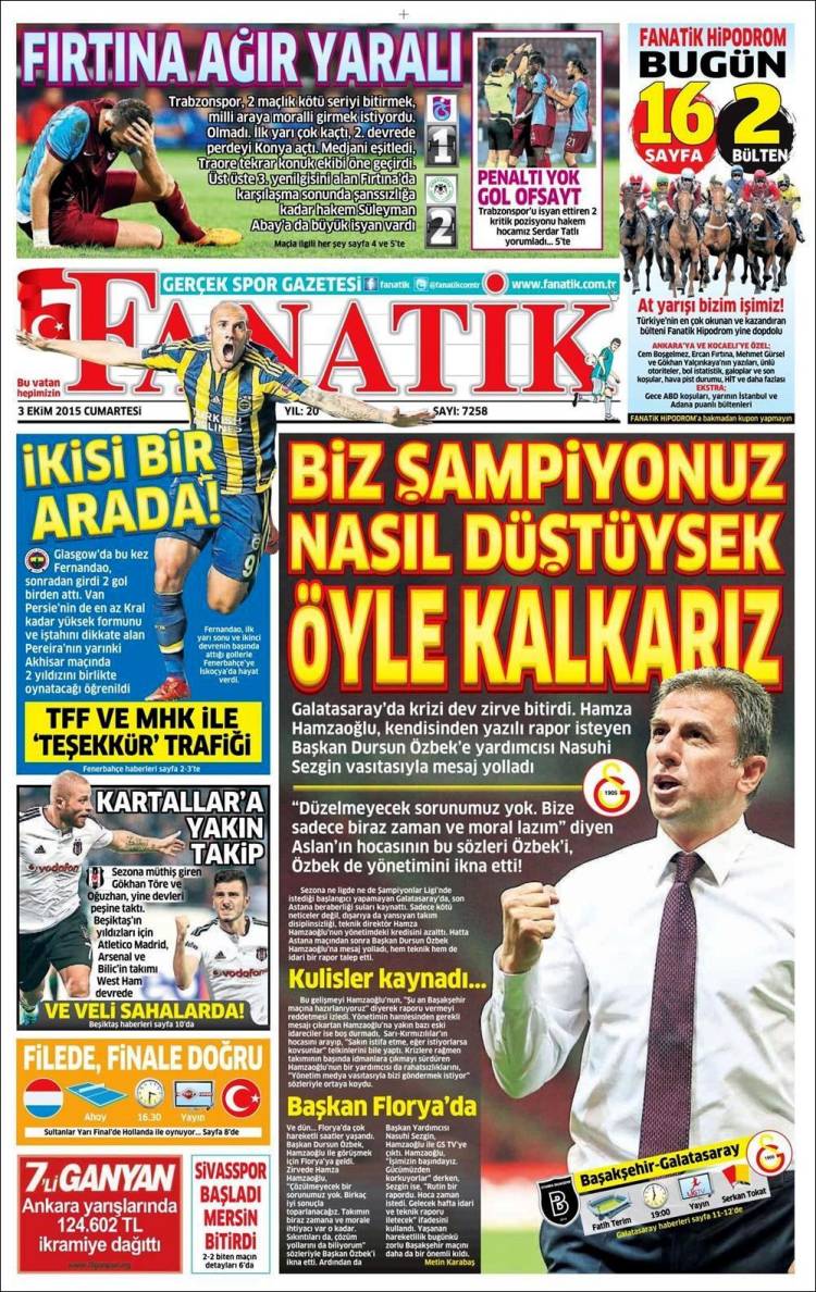 فاناتیک ترکیه / شنبه 03 اکتبر 2015