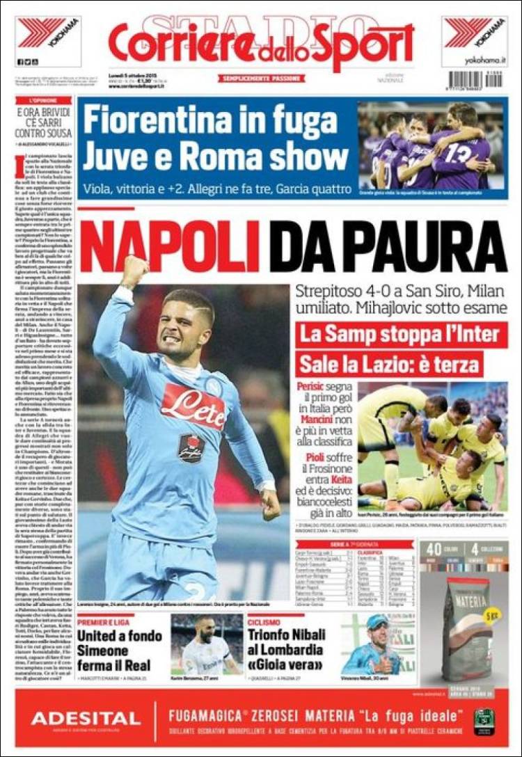 روزنامه های ایتالیا / دوشنبه 05 اکتبر 2015