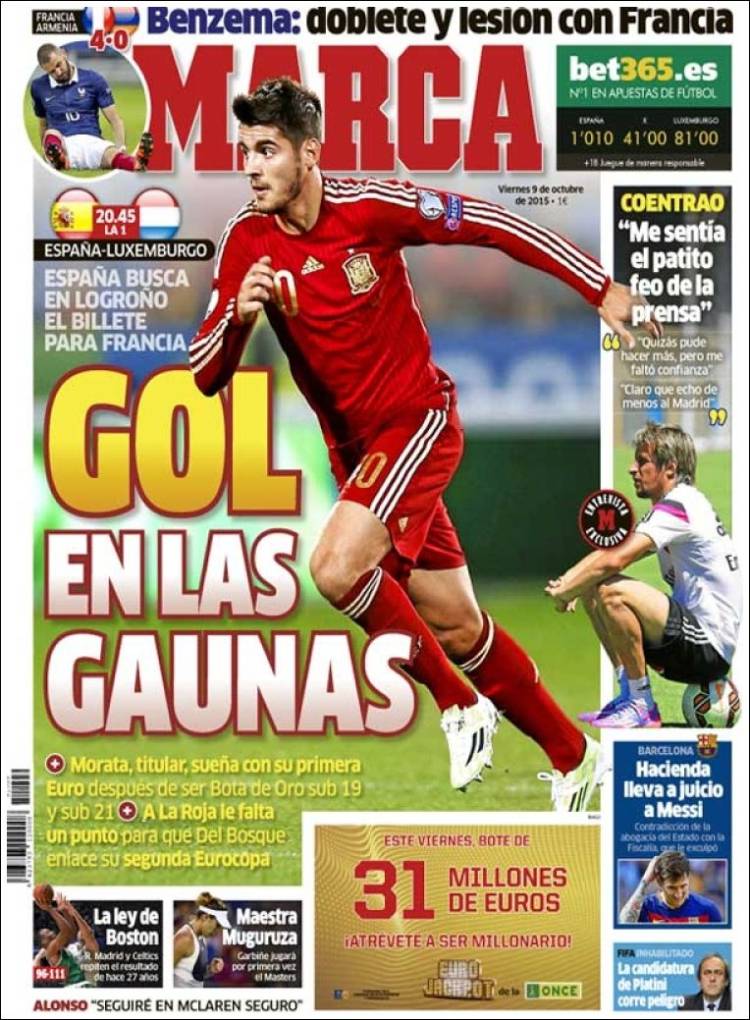 روزنامه های ورزشی اسپانیا / جمعه 09 اکتبر 2015