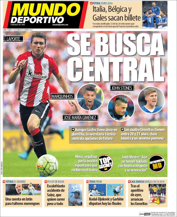 روزنامه های ورزشی اسپانیا / یک شنبه 11 اکتبر 2015