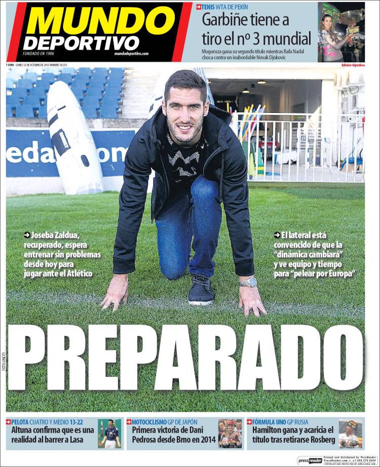 روزنامه های ورزشی اسپانیا / دوشنبه 12 اکتبر 2015