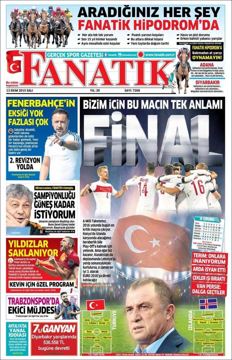 روزنامه های ورزشی ترکیه / سه شنبه 13 اکتبر 2015