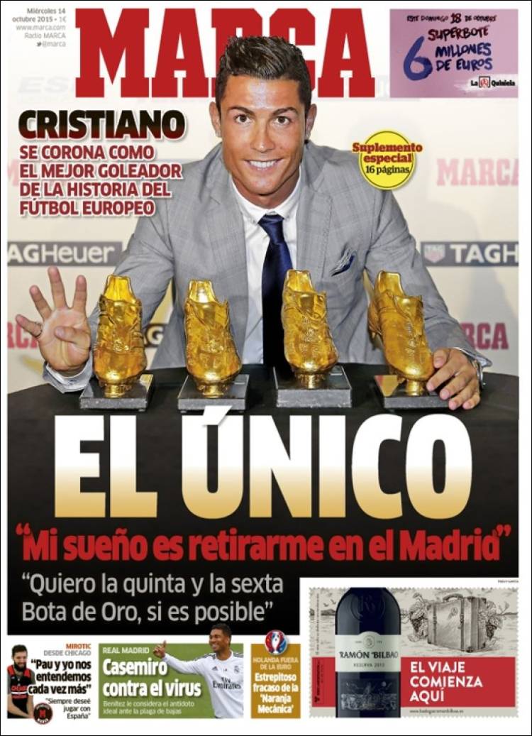 روزنامه های ورزشی اسپانیا / چهار شنبه 14 اکتبر 2015