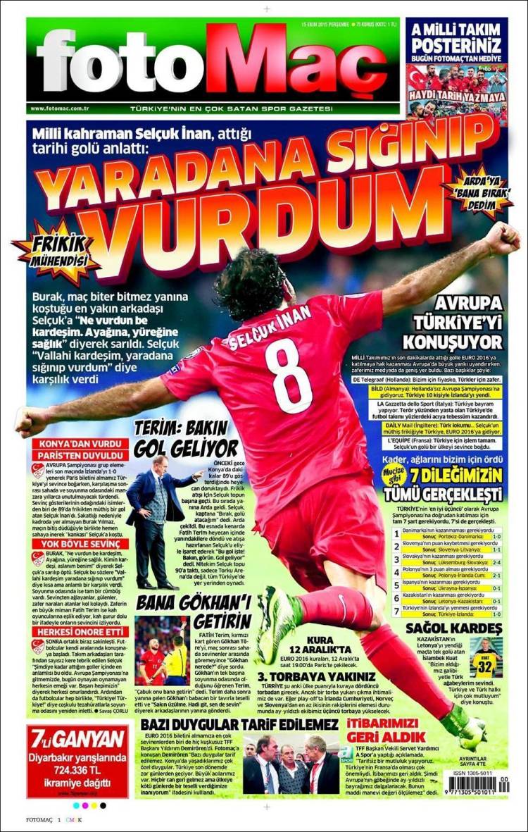 روزنامه های ورزشی ترکیه / پنج شنبه 15 اکتبر 2015