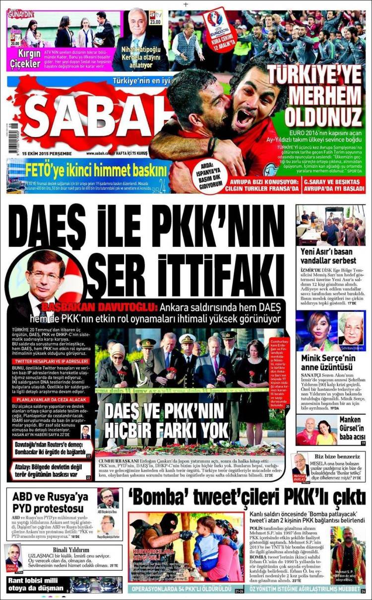 روزنامه های ورزشی ترکیه / پنج شنبه 15 اکتبر 2015