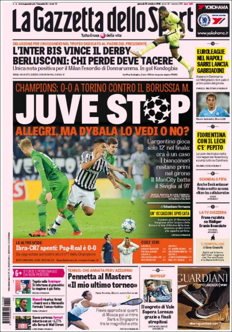روزنامه های ایتالیا / پنج شنبه 22 اکتبر 2015