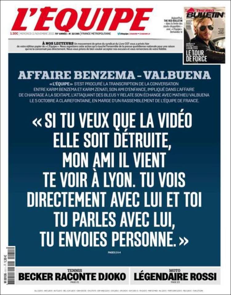 روزنامه اکیپ فرانسه/چهارشنبه 11 نوامبر