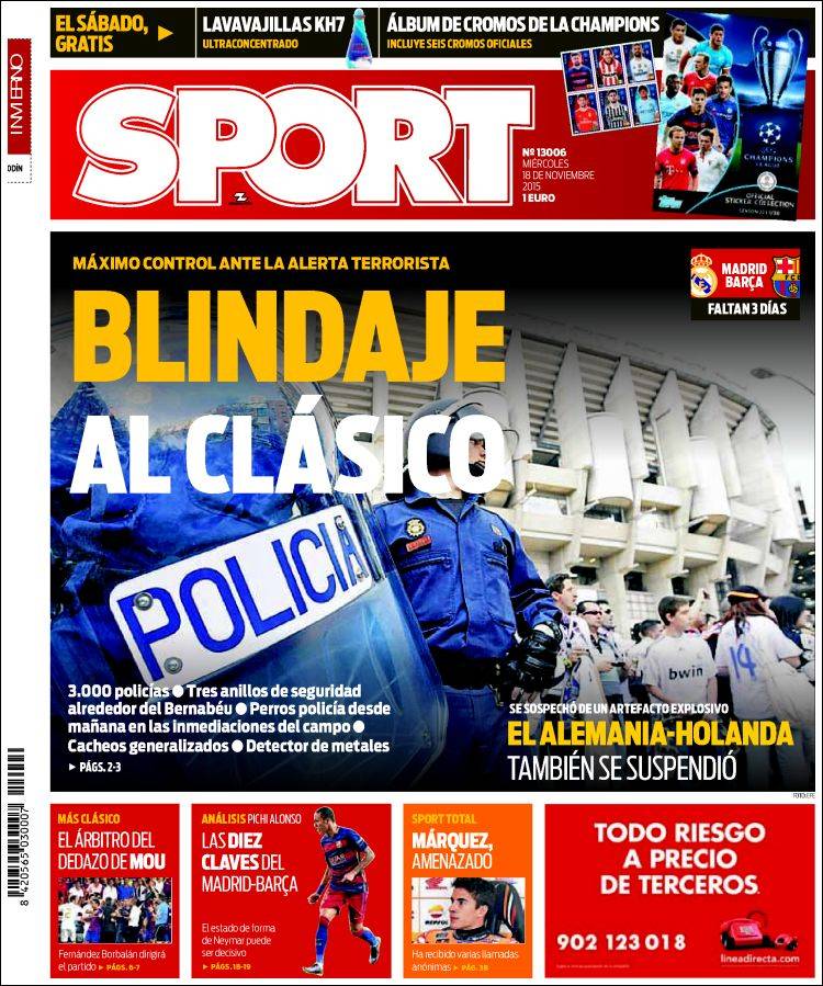 روزنامه های اسپانیا/ چهارشنبه 18 نوامبر