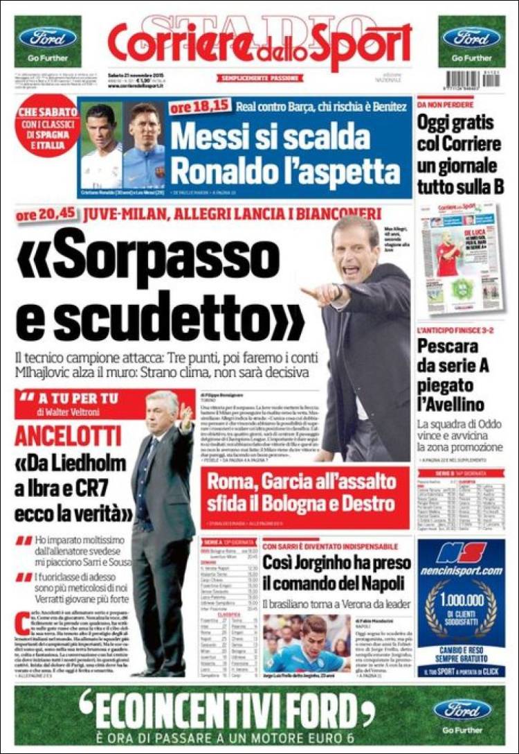 روزنامه های ایتالیا/ شنبه 21 نوامبر