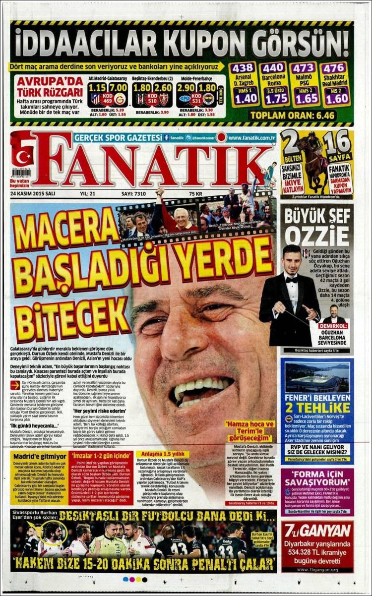 دنیزلی روی جلد روزنامه های ترکیه ای