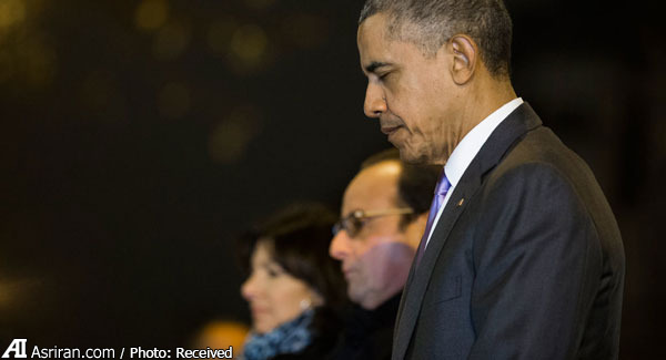 حضور باراک اوباما در محل وقوع حادثه در پاریس