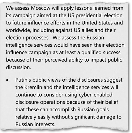 خلاصه ای از مهمترین نتیجه گیری نهادهای اطلاعاتی آمریکا در مورد مداخله پوتین در انتخابات 2016 ایالات متحده