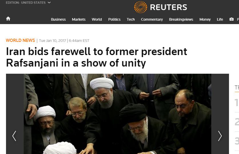 توجه رسانه های خارجی به نمایش اتحاد ملت ایران در مراسم تشییع آیت الله هاشمی