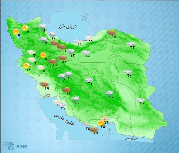 آخرین وضعیت پیش‌بینی آب و هوا و ترافیک؛ دو شنبه 30 اسفند