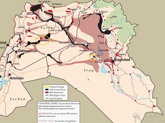 مناطق از دست رفته و تصرف شده توسط داعش در یک ماه گذشته