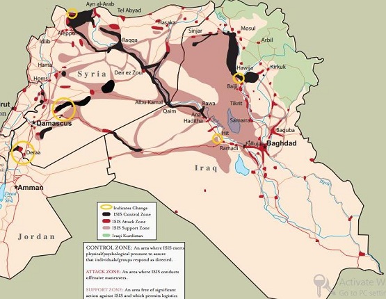 مناطق از دست رفته و تصرف شده توسط داعش در یک ماه گذشته