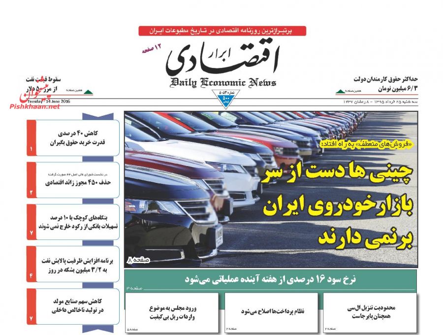 صفحه نخست روزنامه های اقتصادی صفحه نخست روزنامه های اقتصادی