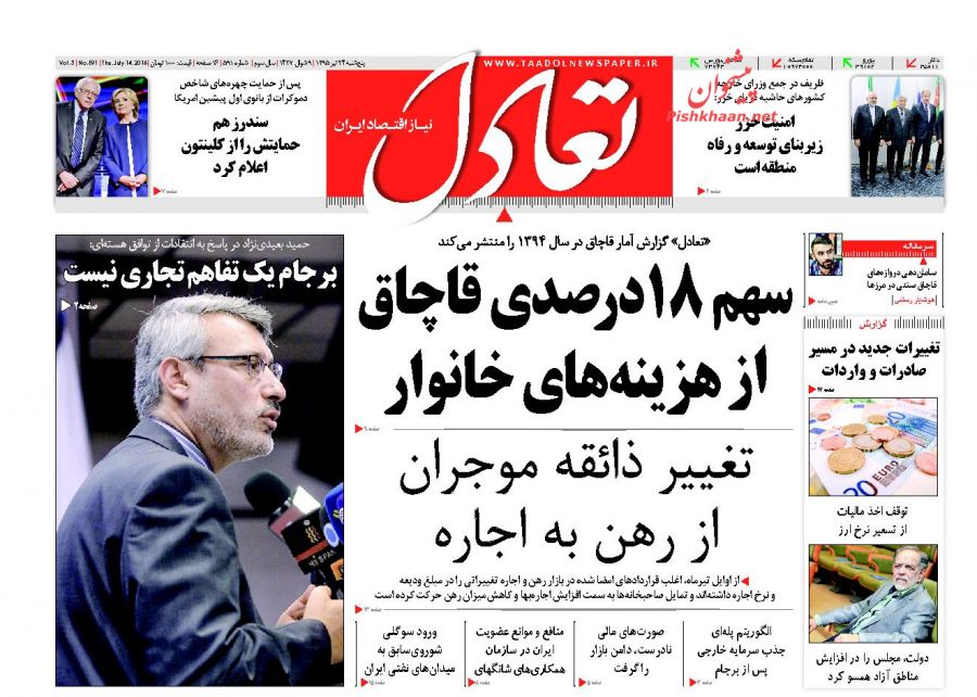 صفحه نخست روزنامه های اقتصادی