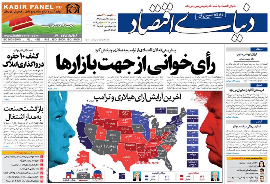 صفحه نخست روزنامه&zwnj;های اقتصادی