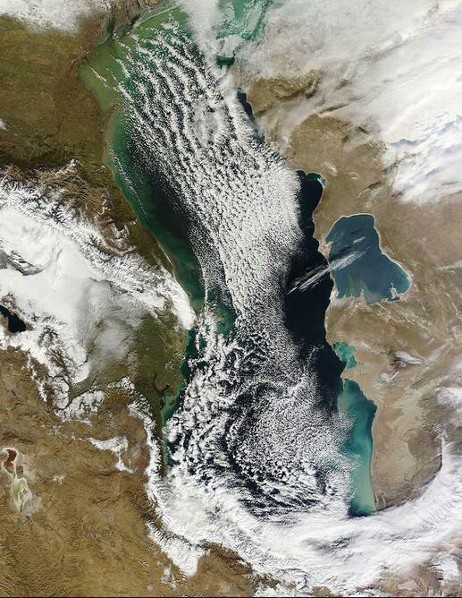 تصویر زیبای ناسا از دریای خزر و سواحل آن