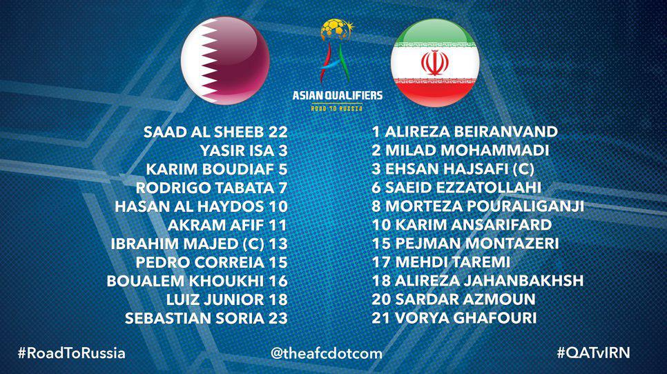 گزارش زنده بازی قطر - ایران در مقدماتی جام جهانی 2018 روسیه