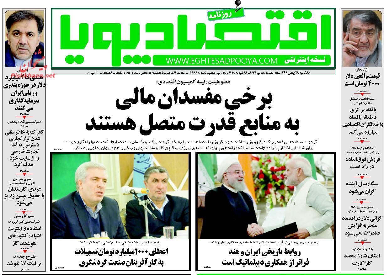 روزنامههای اقتصادی یکشنبه ۲۹ بهمن ماه ۹۶ روزنامههای اقتصادی یکشنبه ۲۹ بهمن ماه ۹۶