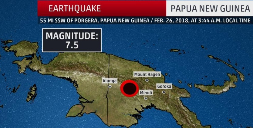 زلزله 7.5 ریشتری در پاپوا گینه نو