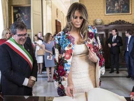 لباس جنجالی ملانیا ترامپ در ایتالیا