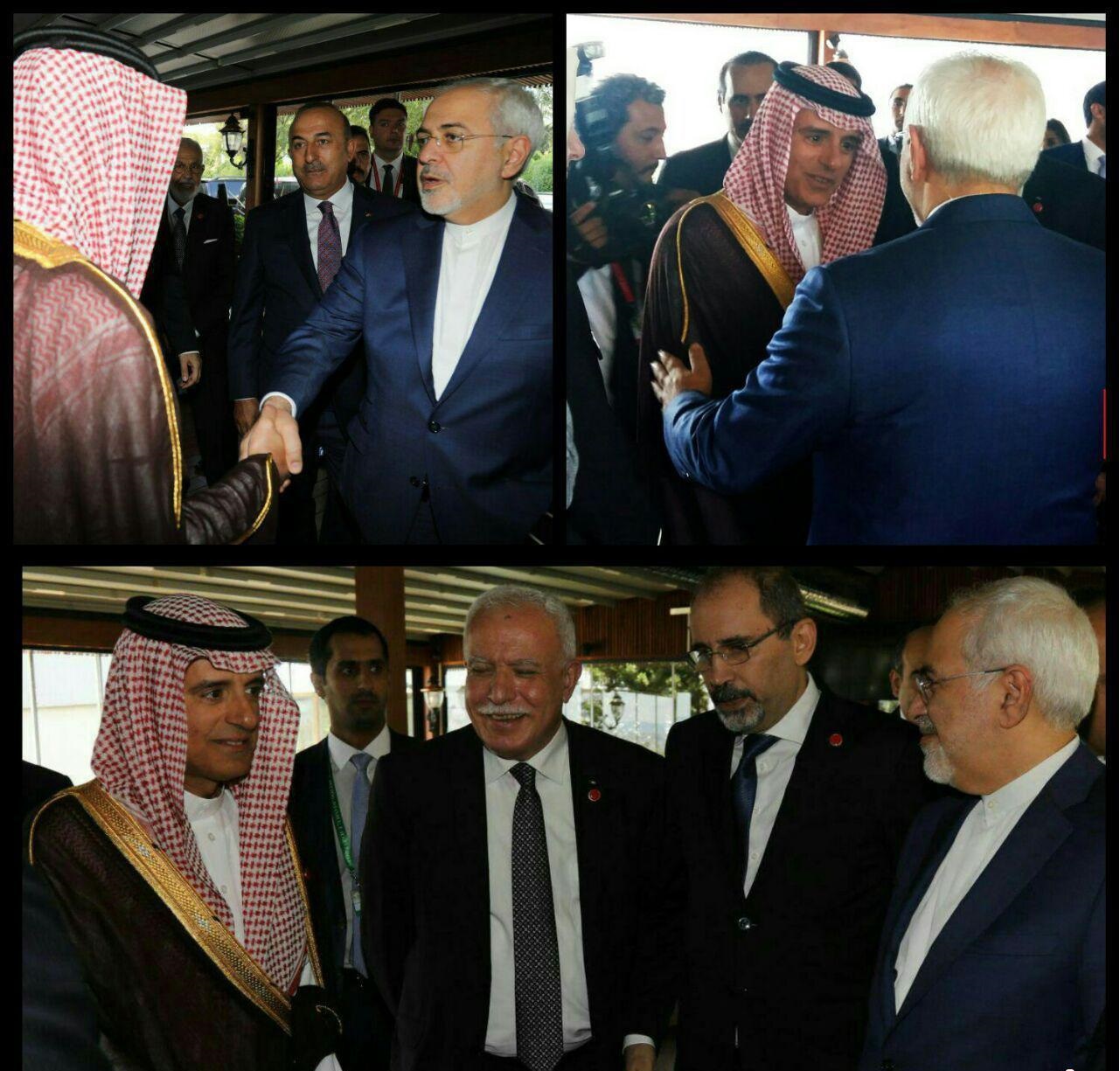 وزير خارجه عربستان، ظريف را در آغوش كشيد / گفتگوی ظریف و الجبیر+تصاویر