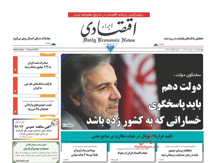 صفحه نخست روزنامههای اقتصادی ۱۱ مرداد صفحه نخست روزنامههای اقتصادی ۱۱ مرداد