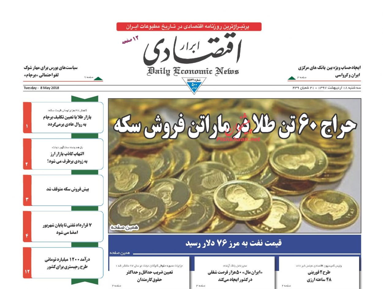 روزنامههای اقتصادی سهشنبه ۱۸ اردیبهشت ۹۷ روزنامههای اقتصادی سهشنبه ۱۸ اردیبهشت ۹۷