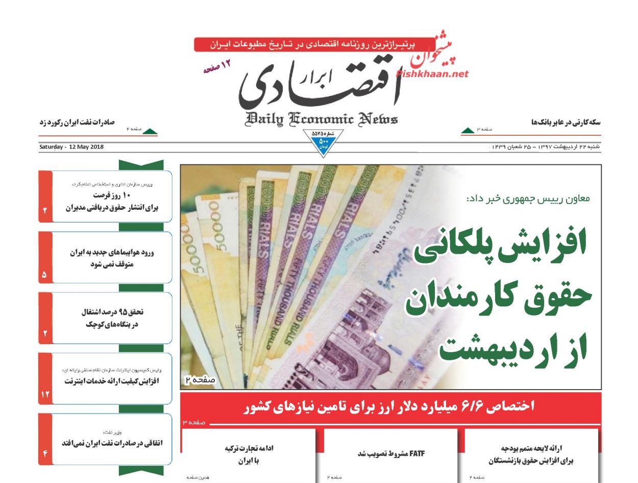 روزنامههای اقتصادی شنبه ۲۲ اردیبهشت ۹۷ روزنامههای اقتصادی شنبه ۲۲ اردیبهشت ۹۷