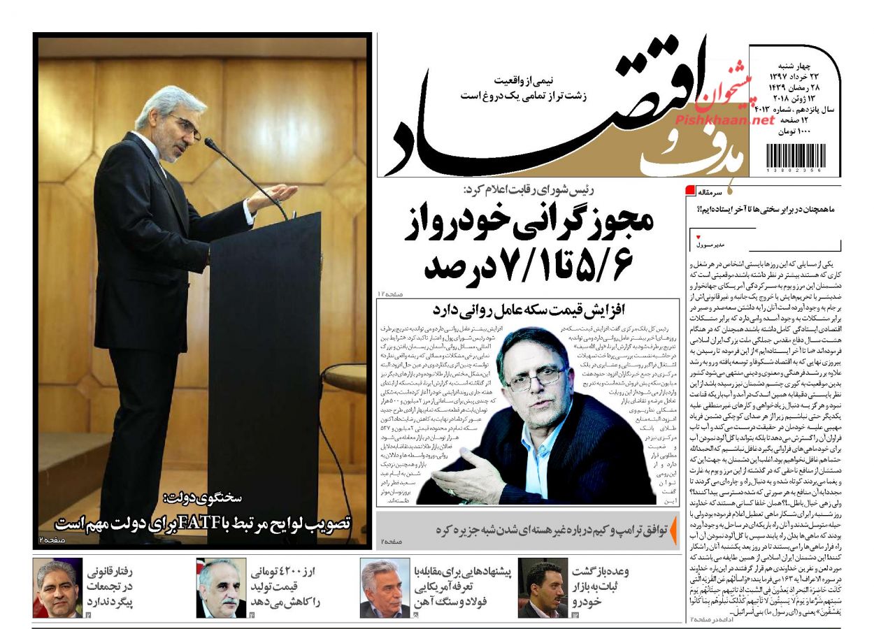 روزنامه&zwnj;های اقتصادی چهارشنبه ۲۳ خردادماه ۹۷