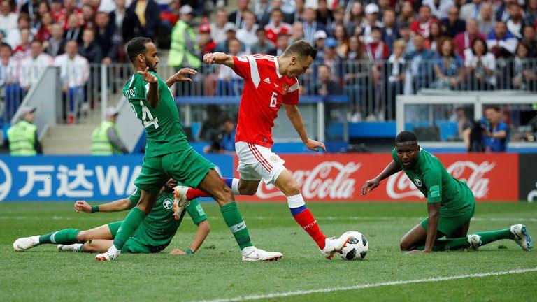 جام جهانی/روسیه۵-عربستان۰/آبروریزی سعودی درحضور بن سلمان