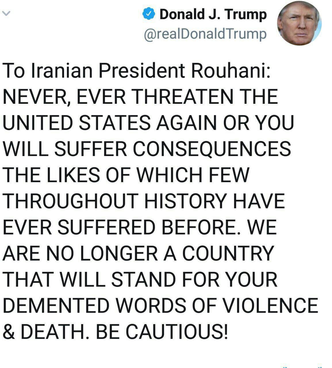 چرا ترامپ تهدید خود علیه ایران را با حروف بزرگ توییت کرد!؟