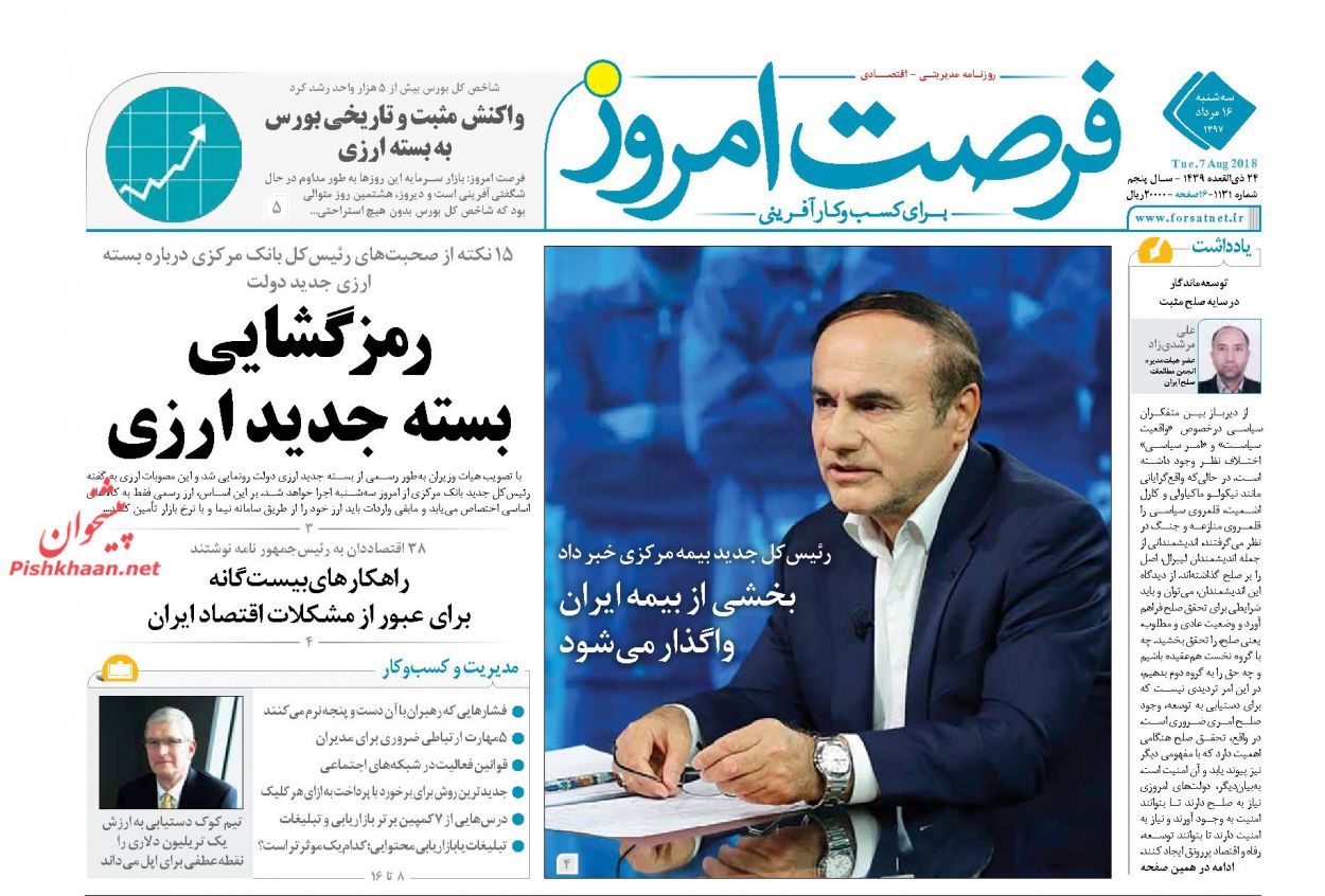 روزنامههای اقتصادی سه شنبه ۱۶ مردادماه ۹۷ روزنامههای اقتصادی سه شنبه ۱۶ مردادماه ۹۷