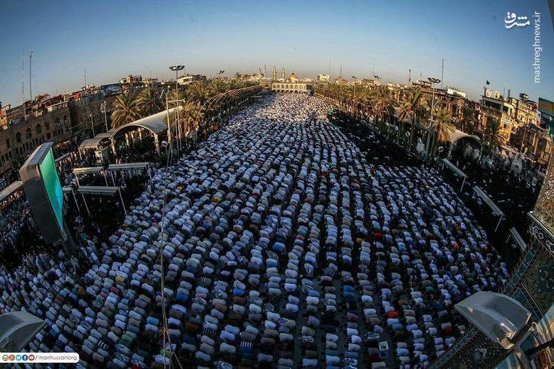 صفوف نماز عید قربان در بین الحرمین کربلا صفوف نماز عید قربان در بین الحرمین کربلا