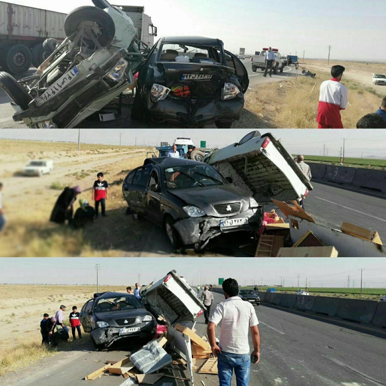 مصدومیت ۱۳ نفر در تصادف زنجیرهای قوچان مصدومیت ۱۳ نفر در تصادف زنجیرهای قوچان