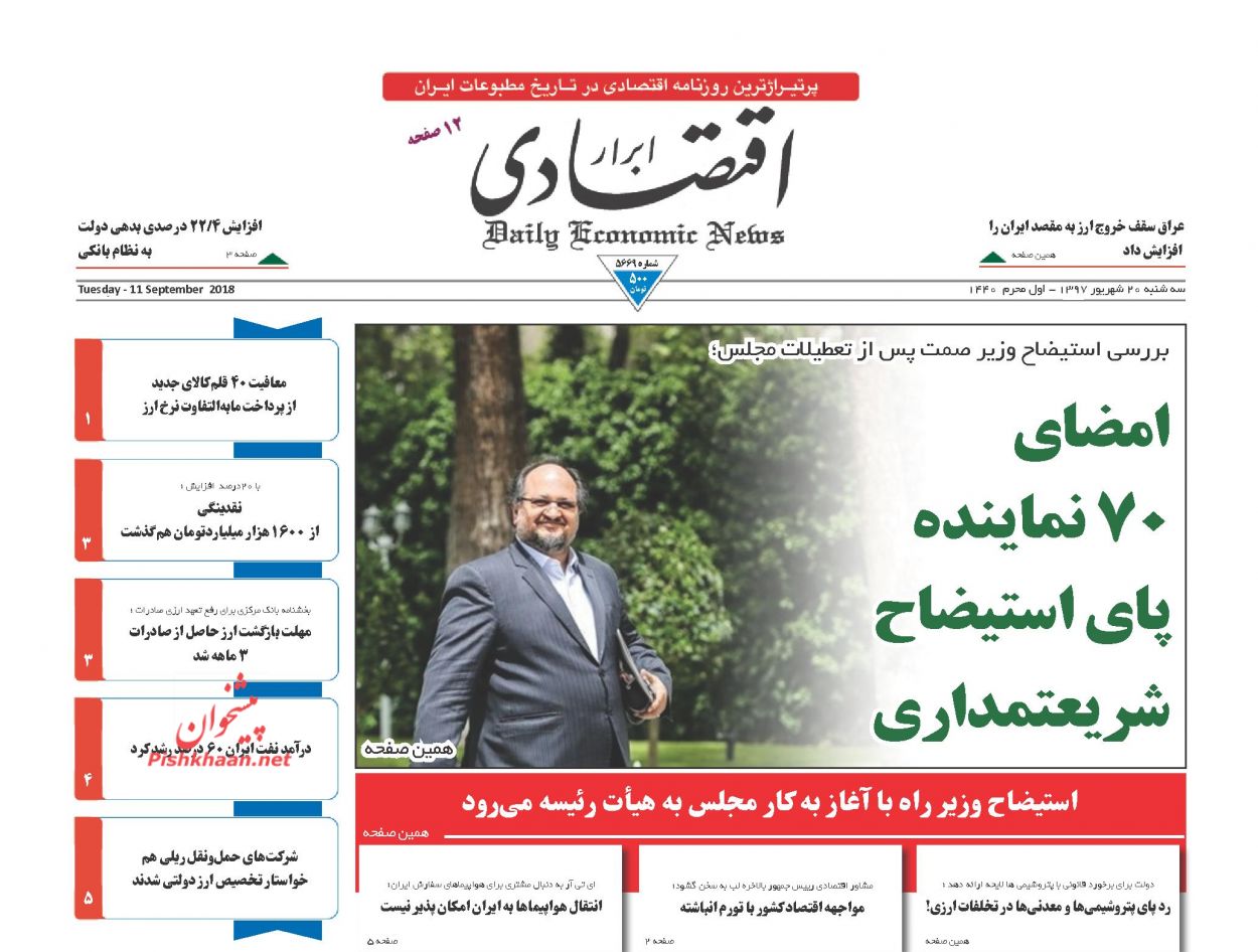 روزنامههای اقتصادی سه شنبه ۲۰ شهریور ۱۳۹۷ روزنامههای اقتصادی سه شنبه ۲۰ شهریور ۱۳۹۷