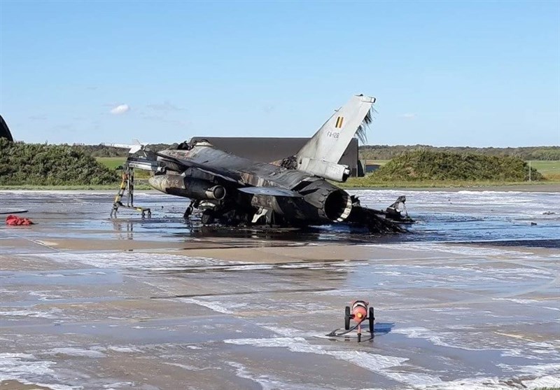 جنگنده اف-۱۶ بلژیک تبدیل به خاکستر شد