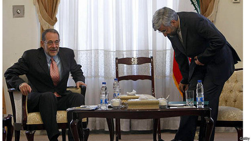 سعید جلیلی جانشین علی لاریجانی در شورای عالی امنیت ملی در دیدار با خاویر سولانا مسئول سیاست خارجی اتحادیه اروپا.