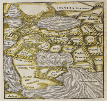 نقشه خلیج فارس مندرج در یکی از کتب منتشره در سال 1588 میلادی