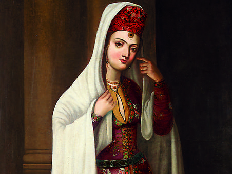 تصویر رنگ و روغن یک زن اشراف زاده صفوی، 1650 تا 1700 میلادی