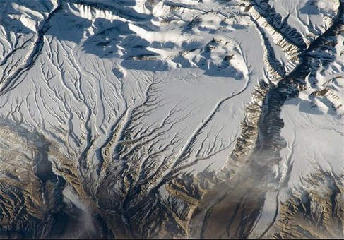  رودخانه‌ها و برف در رشته‌کوه هیمالیا